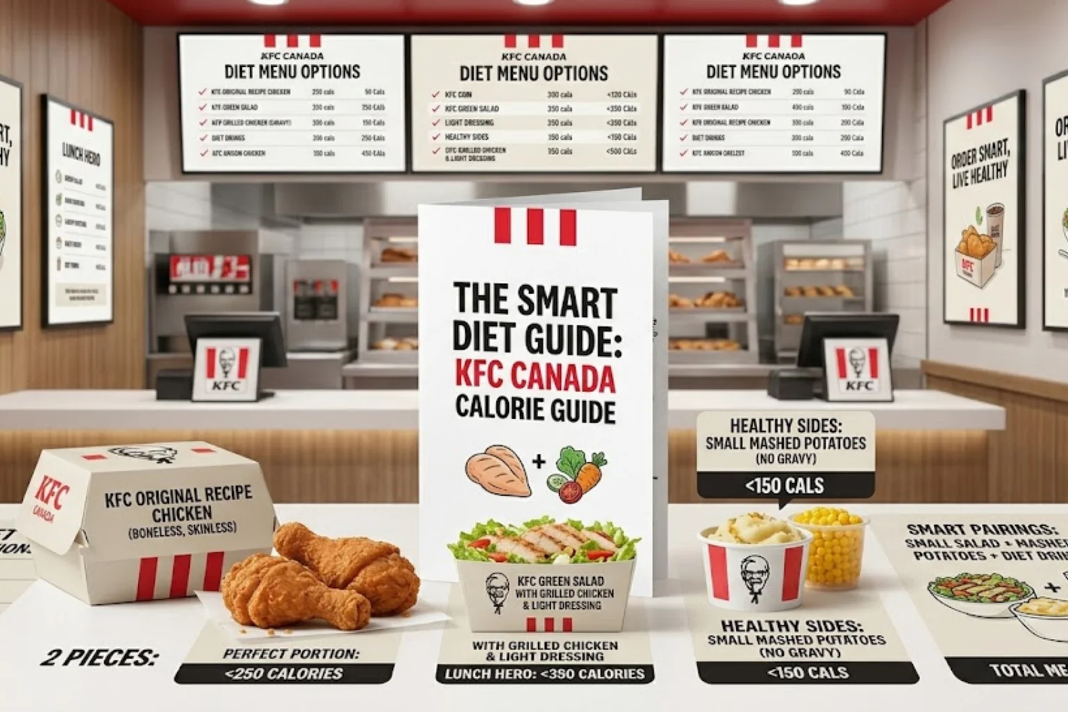 An Image shows "KFC Canada Calorie Guide What to Order When You are on Diet" From kfcmenucanada.com blog