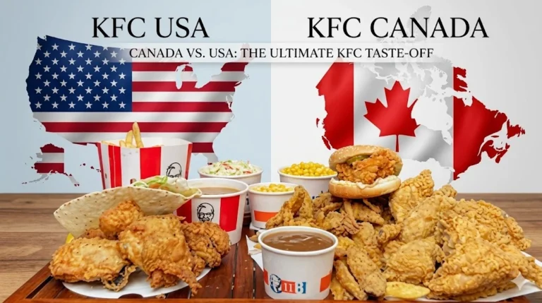 The Image describing difference between KFC USA vs KFC Canada Menu and guide KFC Canada vs KFC USA