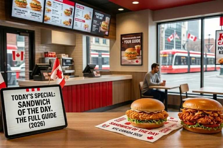 A KFC Menu Canada Blog Image shows KFC Sandwich of the Day Canada 2026 Full Menu Guide