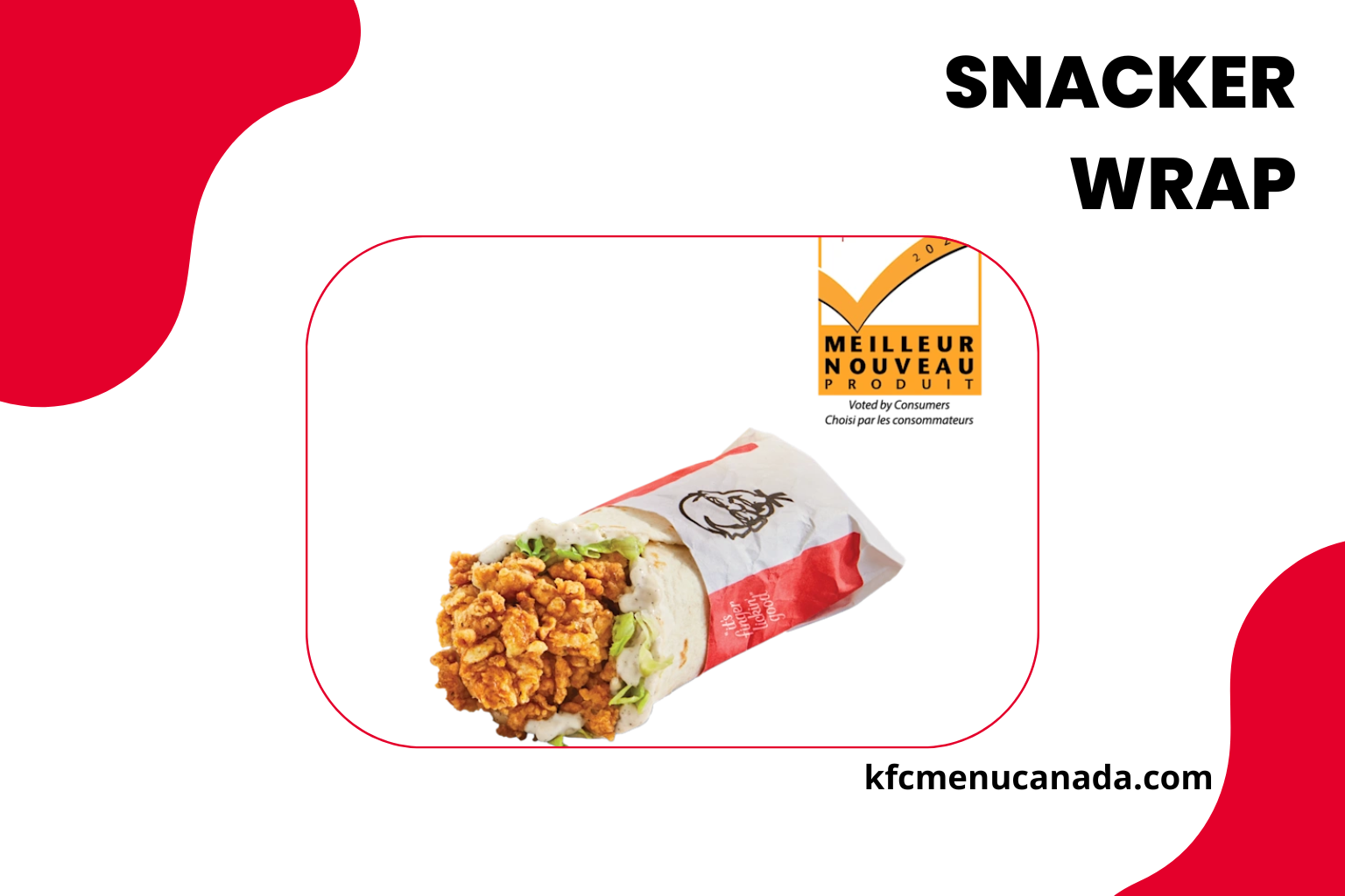 KFC Canada Value Menu Item Snacker Wrap