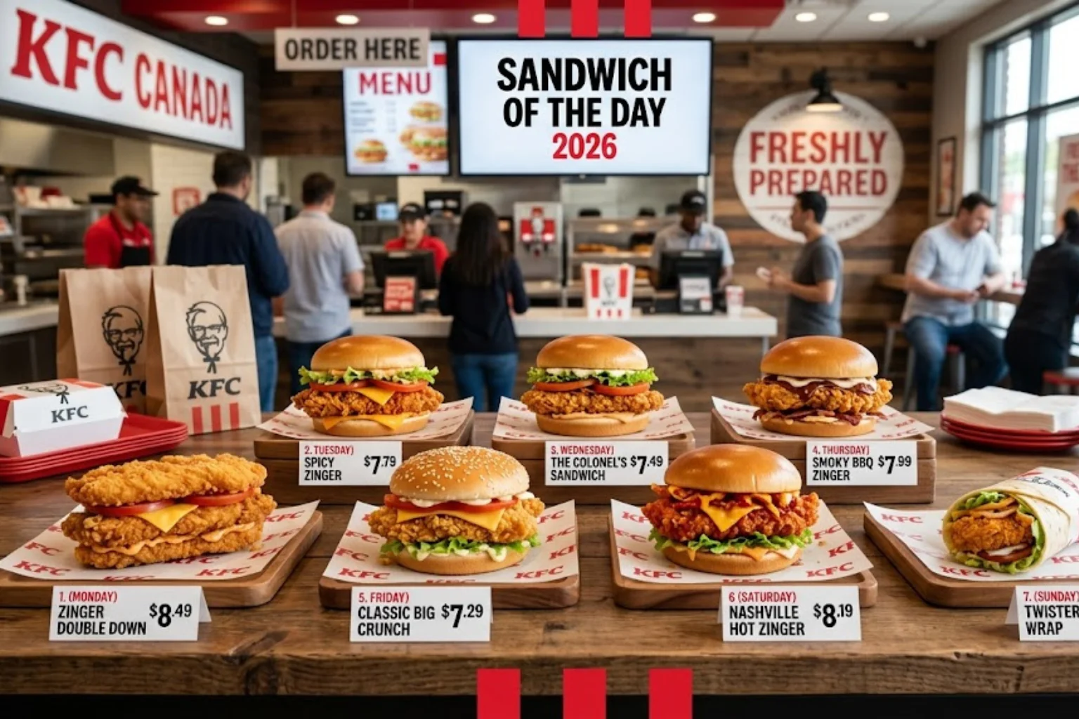 A Feature Image of KFC Sandwich of the Day Canada 2026 Price, Menu & More, page at kfcmenucanada.com